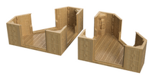 Load image into Gallery viewer, Two tan miniature terrain pieces shaped like stone room sections or alcoves, shown on a plain white background.