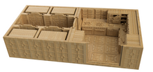 Load image into Gallery viewer, A 3D-printed miniature terrain piece depicting a detailed sci-fi cargo storage facility or spaceship interior, shown on a solid white background.