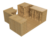 Load image into Gallery viewer, A 3D-rendered miniature terrain piece showing a carved stone interior room with walls, columns, and a floor, rendered in a uniform tan/beige material on a plain white background.