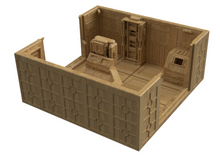 Load image into Gallery viewer, A 3D-printed miniature sci-fi room or control room model, shown from an elevated perspective on a solid white background.